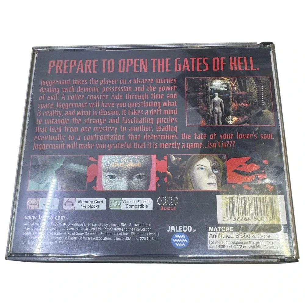 Juggernaut Sony PlayStation 1 PS1 Jaleco 1999 3-Disc Horror Game SLUS-00894